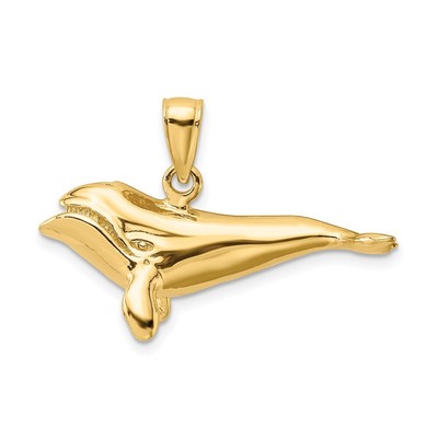 14K 3-D High Polished Bowhead Whale Charm Bracelet Necklace