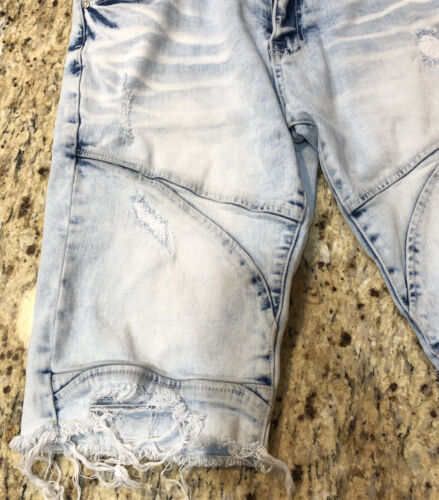 Smoke Rise Men’s Distressed Denim Cutoff Shorts Sz 36 (35x12) Light Wash Stretch - Picture 3 of 12