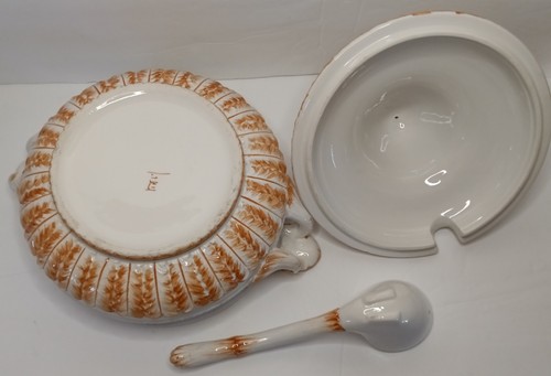 Bandeja de puré con tapa de cerámica blanca italiana vintage cucharón vacaciones Italia - Imagen 6 de 13