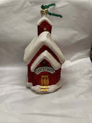 Christopher Radko CHARMING PRIMITIVE COUNTRY SCHOOL Ornament Red Large