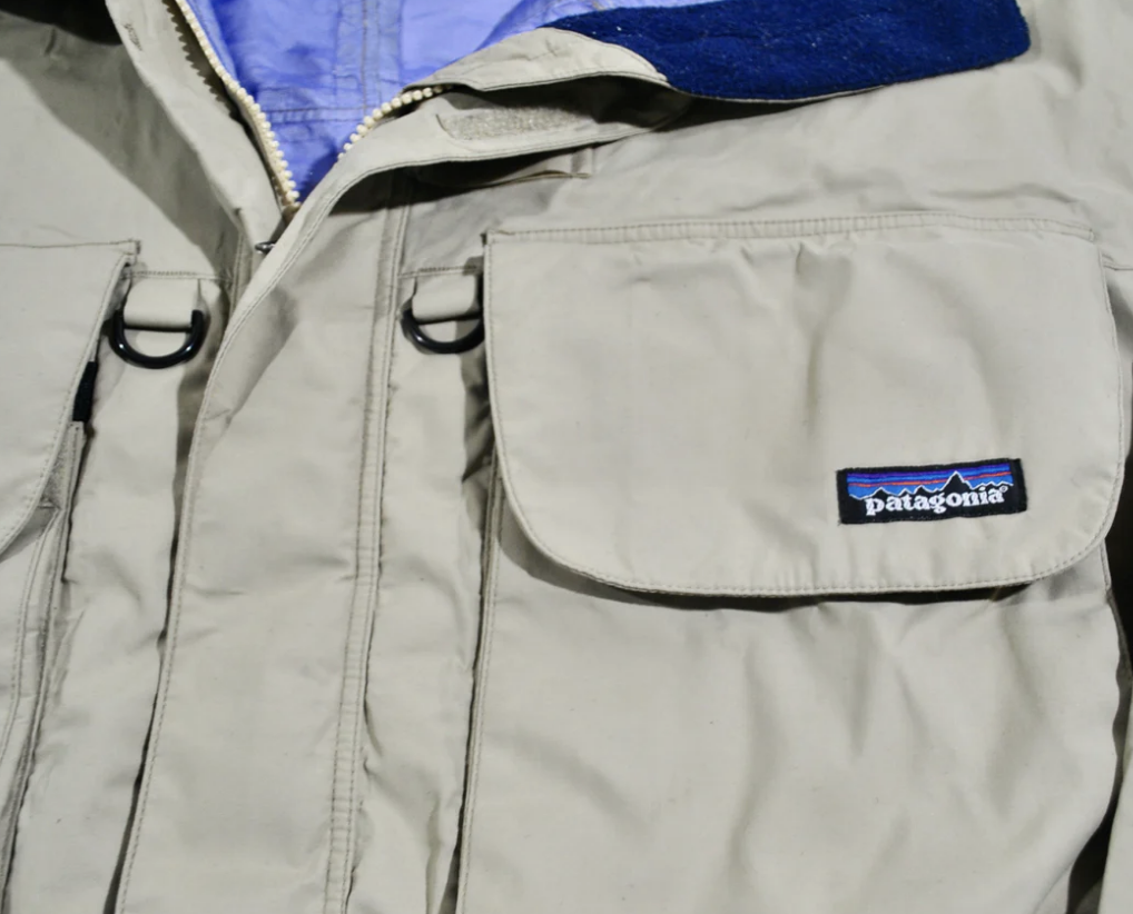 Vintage Patagonia Fishing 90s Outdoors Tan Zip Hood Jacket Size 2X
