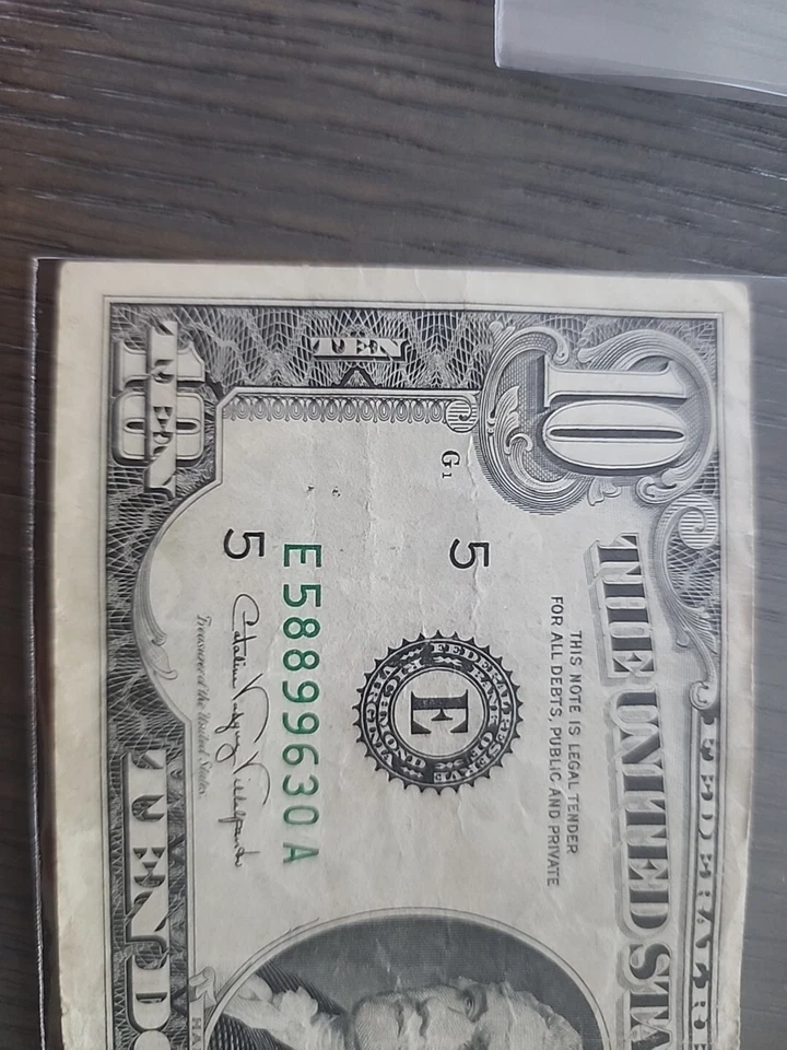 $10 Dollar Bill Note Cleveland 1988A series E58899630A small face - Image 2 of 3