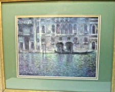 Venice, Palazzo Da Mula, 1908 by Claude Monet Matted Print Canal Gondola Houses