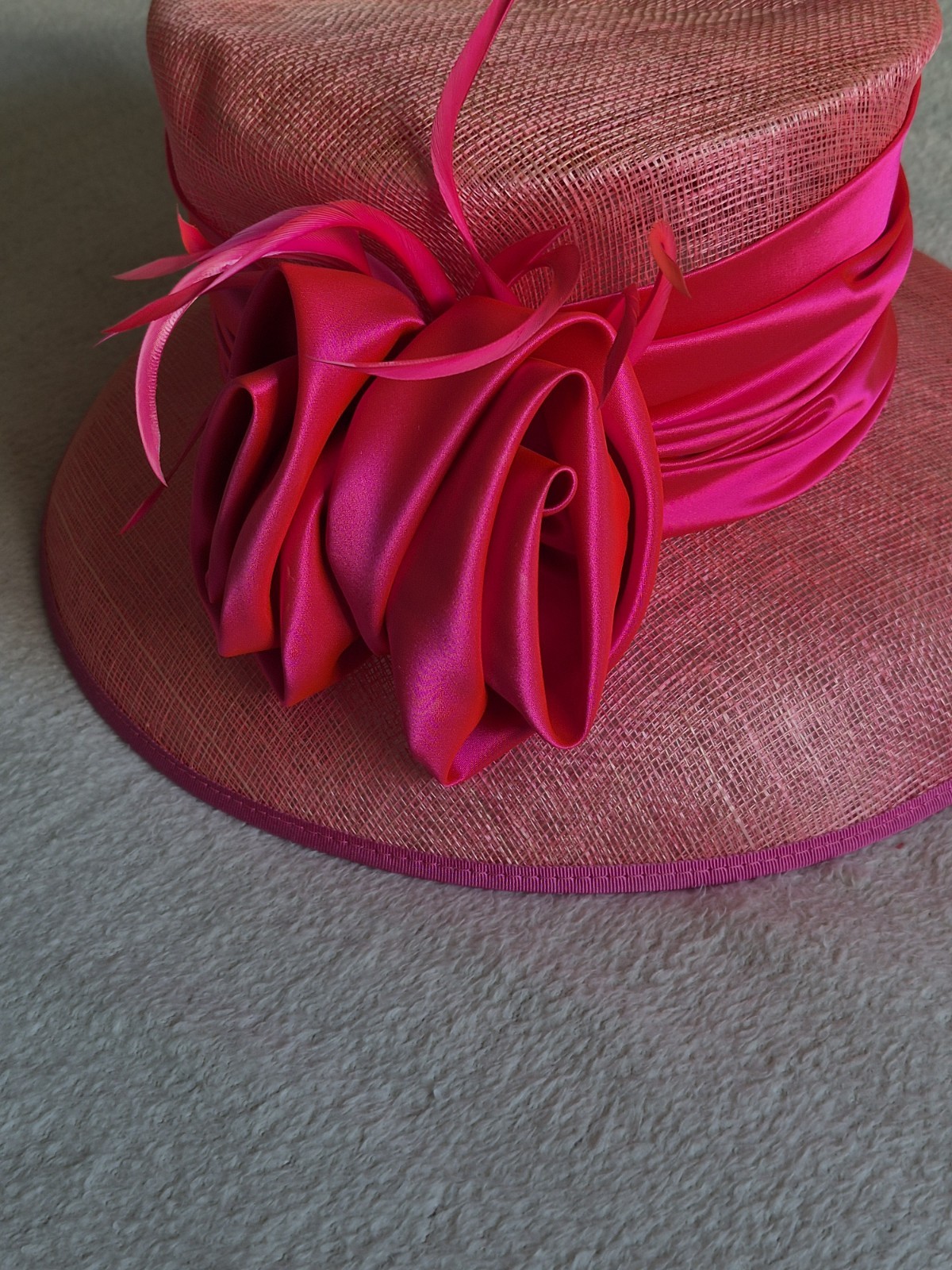 Hot Pink Sinamay Occasion Hat Wedding Races Royal Ascot Formal Fascinator image 5