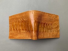 Genuine Tan Ostrich Leg Leather Wallet Men's Bifold Wallet Handmade Gift