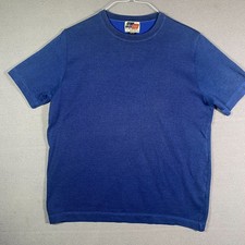 St Croix Heritage T Shirt Mens L Blue Striped Trim Fit Short Sleeve Made in USA