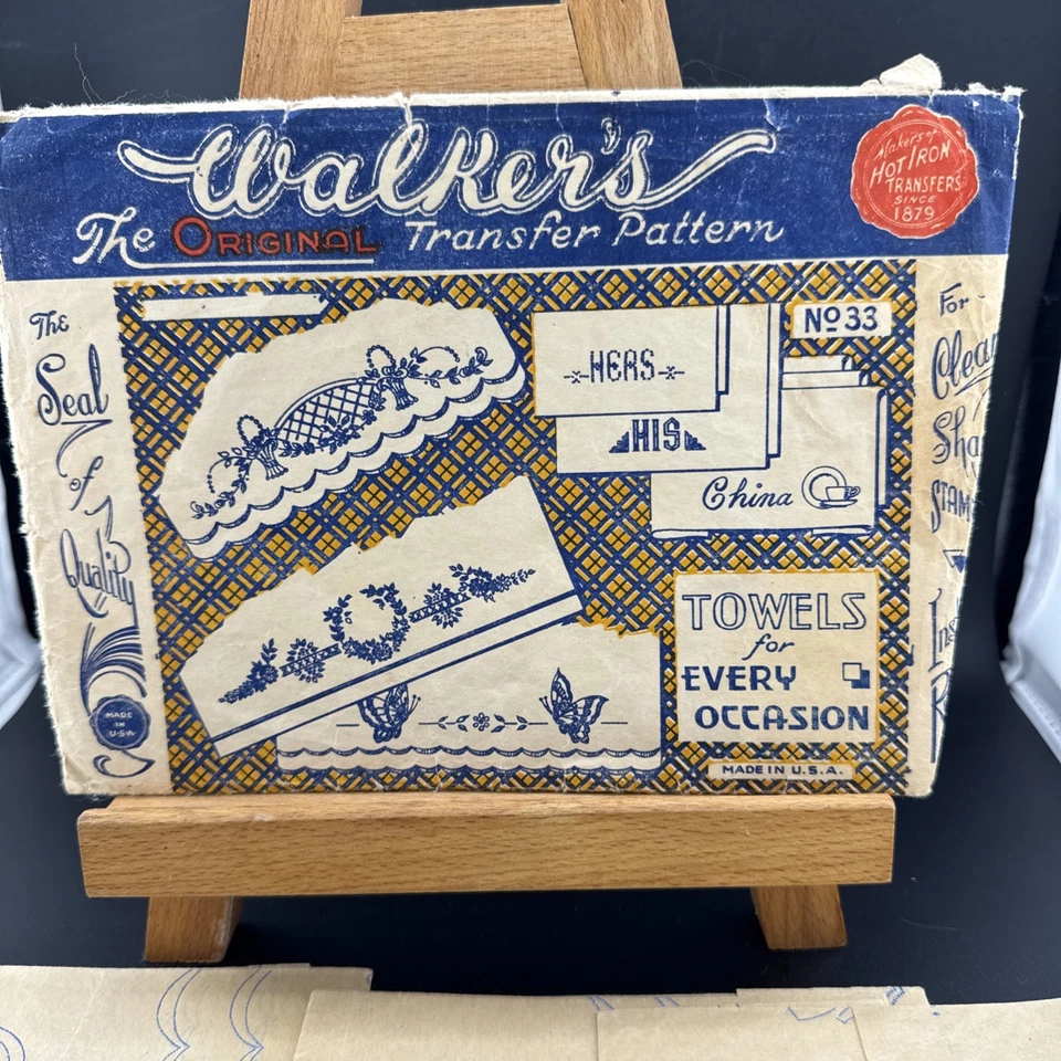 1930s Vintage Walker EMBROIDERY TRANSFER 33 His Hers China & Floral Sprays UNCUT - Image 2 of 4