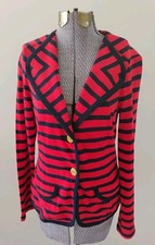 Cabi Womens Yacht Club Blazer XS Red Blue Stripe Gold Buttons Nautical Coast New