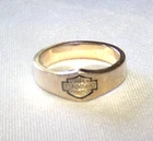 Vintage Harley Davidson Bar & Shield 925 Sterling Silver Band Ring - Size 13