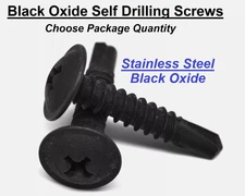 Klath Self Drilling Tek Screws Modified Truss Head Black Oxide Stainless Steel