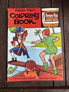 1963 Peter Pan Peanut Butter Coloring Book Tinker Bell Wendy - Disney - NICE