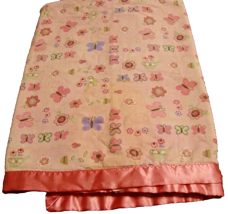 Manta Bebé Just Born Rosa Multicolor Reversible Mariposas Floral 30x30 G2 Foto 3 de 3