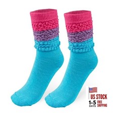 Neon Slouch Socks,80s 90s outfits for women Soft Extra Rose, Purple, Light Blue