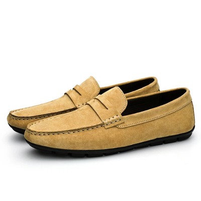 Real Layer Pig Leather Simple Comfortable Driving Shoes Soft Loafers for Men