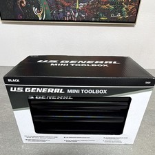 U.s. General Mini Metal Tool Box Black 2 Drawer Magnetic Lock 10 Lb 72431