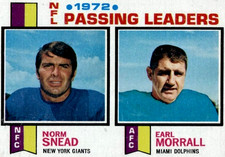 1973 Topps #2 Norm Snead Earl Morrall New York Giants Miami Dolphins