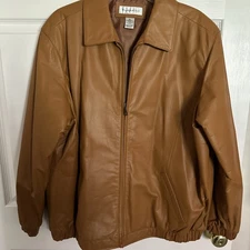 Preston & York Women's XL, Camel, Genuine Leather Full Zip Jacket Collared