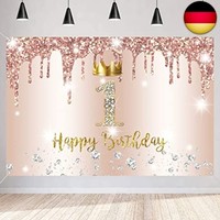 1. Geburtstag MäDchen Deko, Erster Geburtsta G Banner RoséGold, Happy 1 Birthday