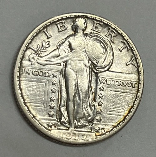 1917-D Denver Type 2 Standing Liberty Silver Quarter Extra Fine Details