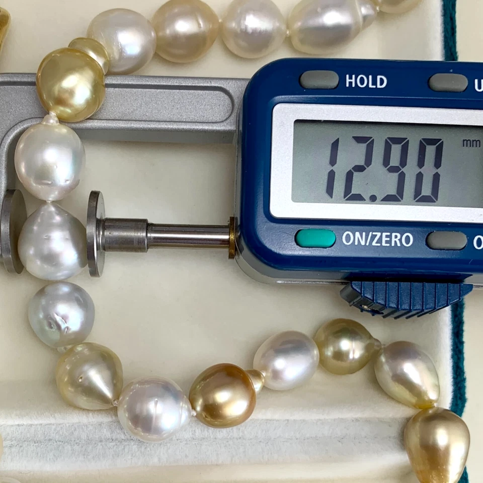 Alto brillo ~ 9-12,9 mm barroco multicolor perlas del mar del sur collar larg... - Imagen 4 de 4