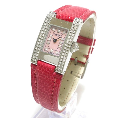 Auth CHAUMET Stile de Chaumes Style Rectangle - 1******** Pink Wrist Watch - Picture 2 of 12