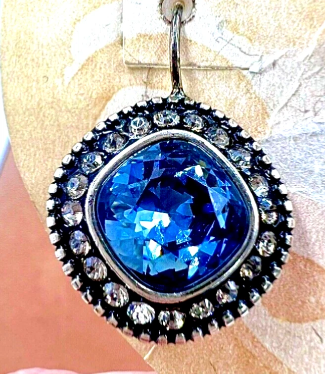 BRINCOS DE CRISTAL SWAROVSKI BRIGHTON BRIGHT SPARKS AZUL VIVO + CLARO LN✨VTG✨HTF! - Imagem 3 de 4