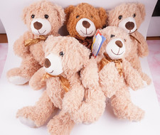 5 plush teddy bears, 12 inches tall