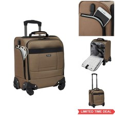 Spinner Carry-On Luggage 17 Inch Underseat Softside Polyester USB Port 4 Wheel