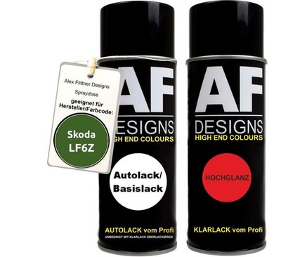 Spraydose für Skoda LF6Z Rallye Grün Metallic Basislack Klarlack Sprühdose 400ml