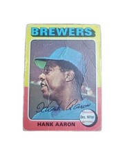 1975 Topps Baseball Card Mini Milwaukee Brewers Hank Aaron HOF #660 Low Grade