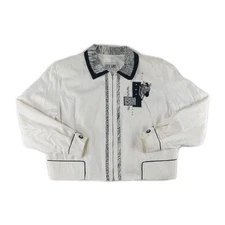 City Girl Sport Jacket Womens Size 14 White Vintage 80s Padded Shoulder Zebra