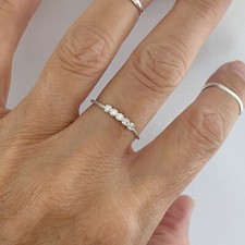 Sterling Silver Dainty 5 CZ Ring, Silver Rings, Promise Stone Jewelry