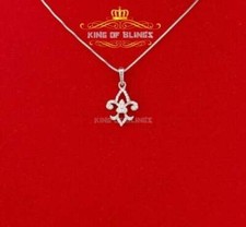 925 Sterling Silver Fleur De Lis Shape White Pendant with 0.30ct Cubic Zirconia