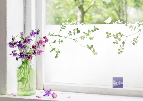 Fensterfolie Sichtschutzfolie selbstklebend blickdicht Motiv Äste und Vogel - Bild 2 von 5