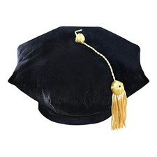 Doctoral PhD Graduation Velvet Tam Gold Bullion Tassel 8 Sided