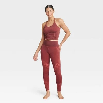 Women's High-Rise Patterned Seamless 7/8 Leggings - JoyLab Red XS