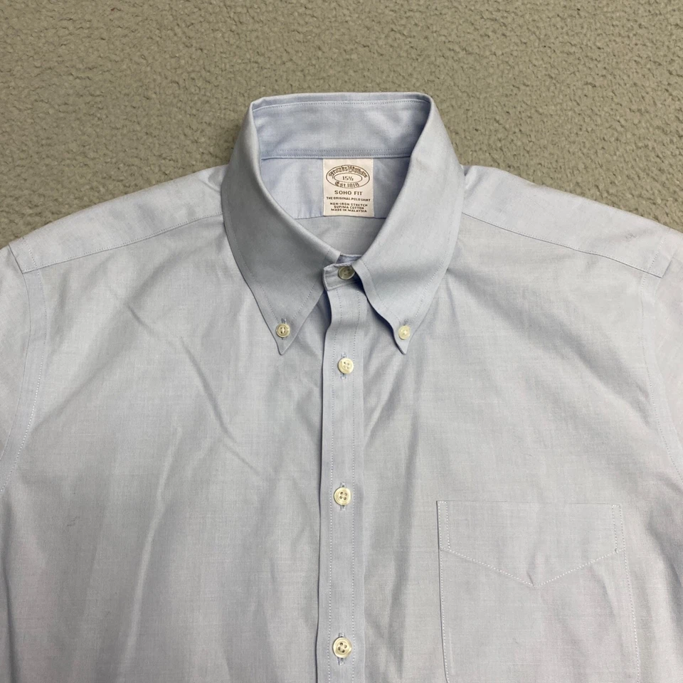 Brooks Brothers Shirt Mens 15 1/2 Blue Button Down Soho Fit Slim NWOT - Image 2 of 4