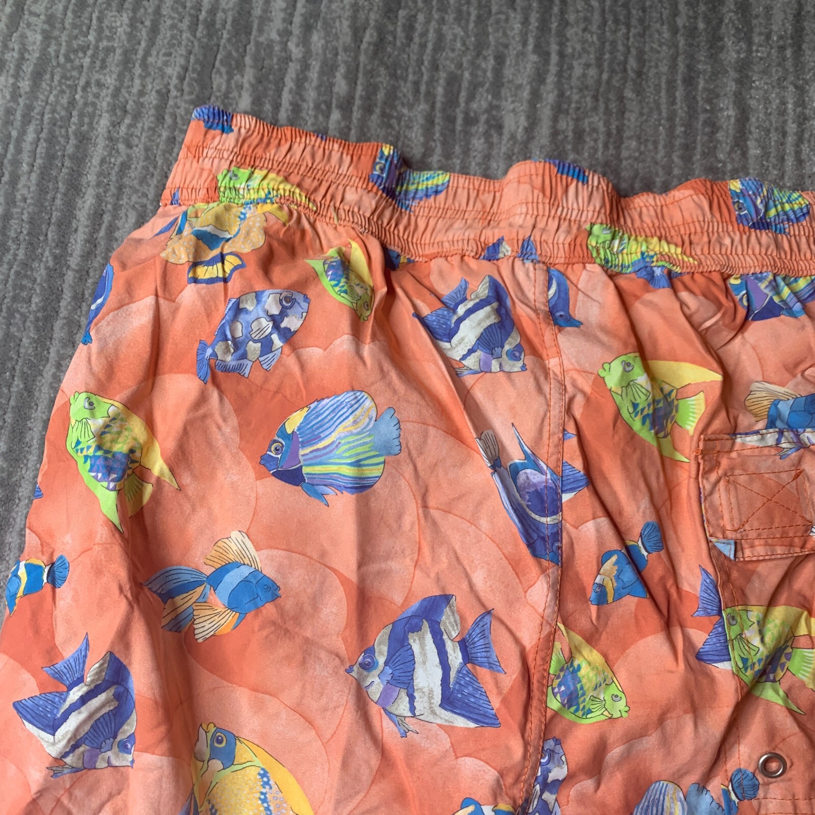 Leonard Paris Homme Swim Trunks Mens Large All Over Print Fish Orange Drawstring