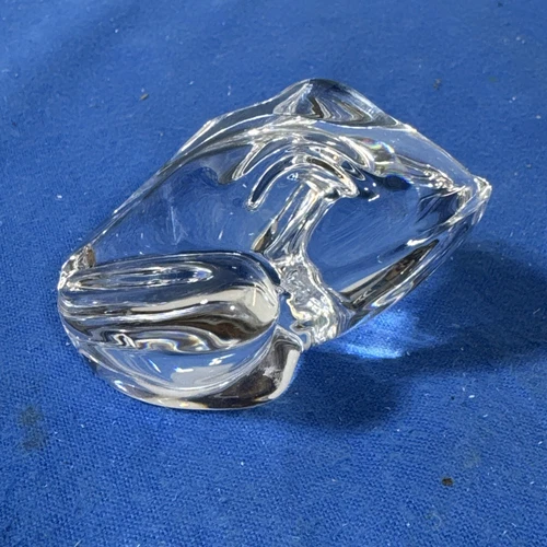 Daum France Crystal Sitting Bullfrog Frog Clear Figurine Paperweight SIGNED