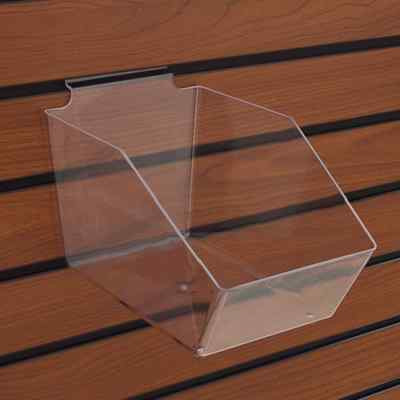 10 Slatwall Bins Dump Acrylic Clear 7 ½  X 6  X 5 ½  Wire Grid + 20 Adapters
