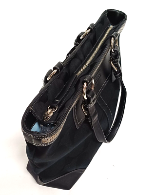 COACH SIGNATURE GALLERY EW BEADED BLACK JACQUARD Y2K TOTE SHOULDER