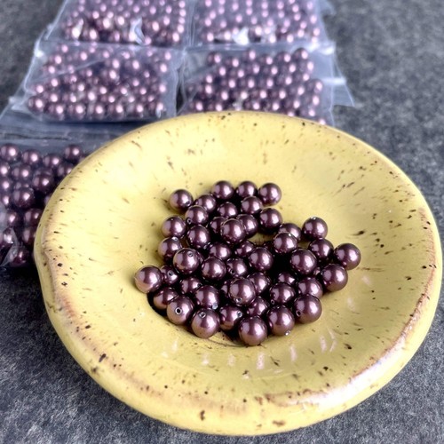 ZZ 6mm round crystal pearls burgundy Swarovski? - 300 pc - estate destash