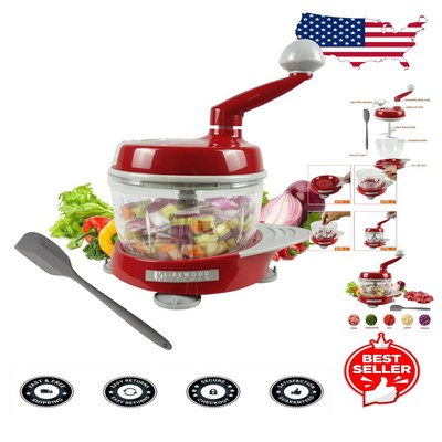 KIRKWOOD Multi-Function Manual Food Processor - 6-Cup Stainless Steel Chopper