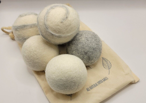 6 Premium XL Dryer Balls 100% Organic Natural New Zealand Wool