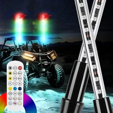 KEMIMOTO 366 Modes 5ft Whip Lights RGB LED Lights Antenna w/Flag&Remote ATV UTV