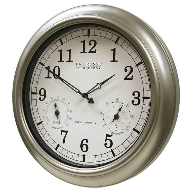 Outdoor Thermometer Clock Large Wall Weather Humidity Hygrometer Atomic