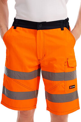 Herren kurze Arbeitshose Reflexstreifen Shorts Signalfarben Arbeitshorts Bermuda