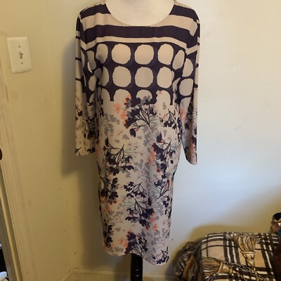 Blue Les Copains Women's Dress Size 40/6 Multicolored 3/4 Sleeve