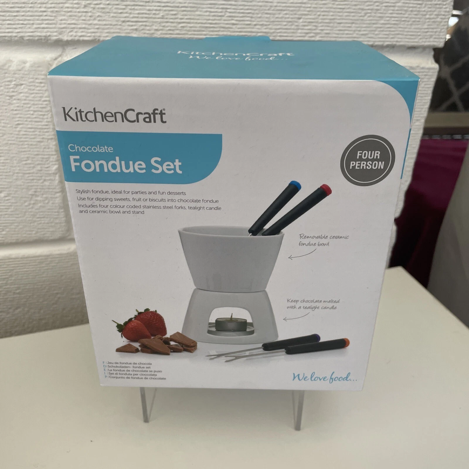 Kitchencraft Chocolate Fondue Set Ceramic Gift Food with fondue sticks Fun
