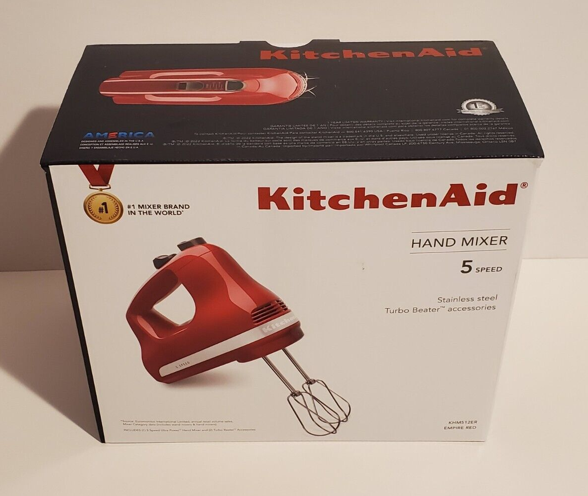 KITCHENAID MATTE EMPIRE RED 5 SPEED HAND MIXER KITCHEN APPLIANCE